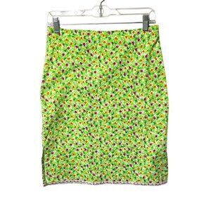 Vtg Tagrag Women's Green Floral Pencil Skirt with Back Zipper Size 7 Made In USA